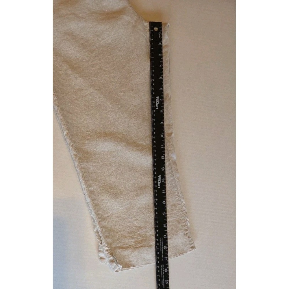 LL Bean Womens Khaki Linen Cropped Pants Size 10P Coastal Scandi Minimal Neutral - Picture 8 of 11